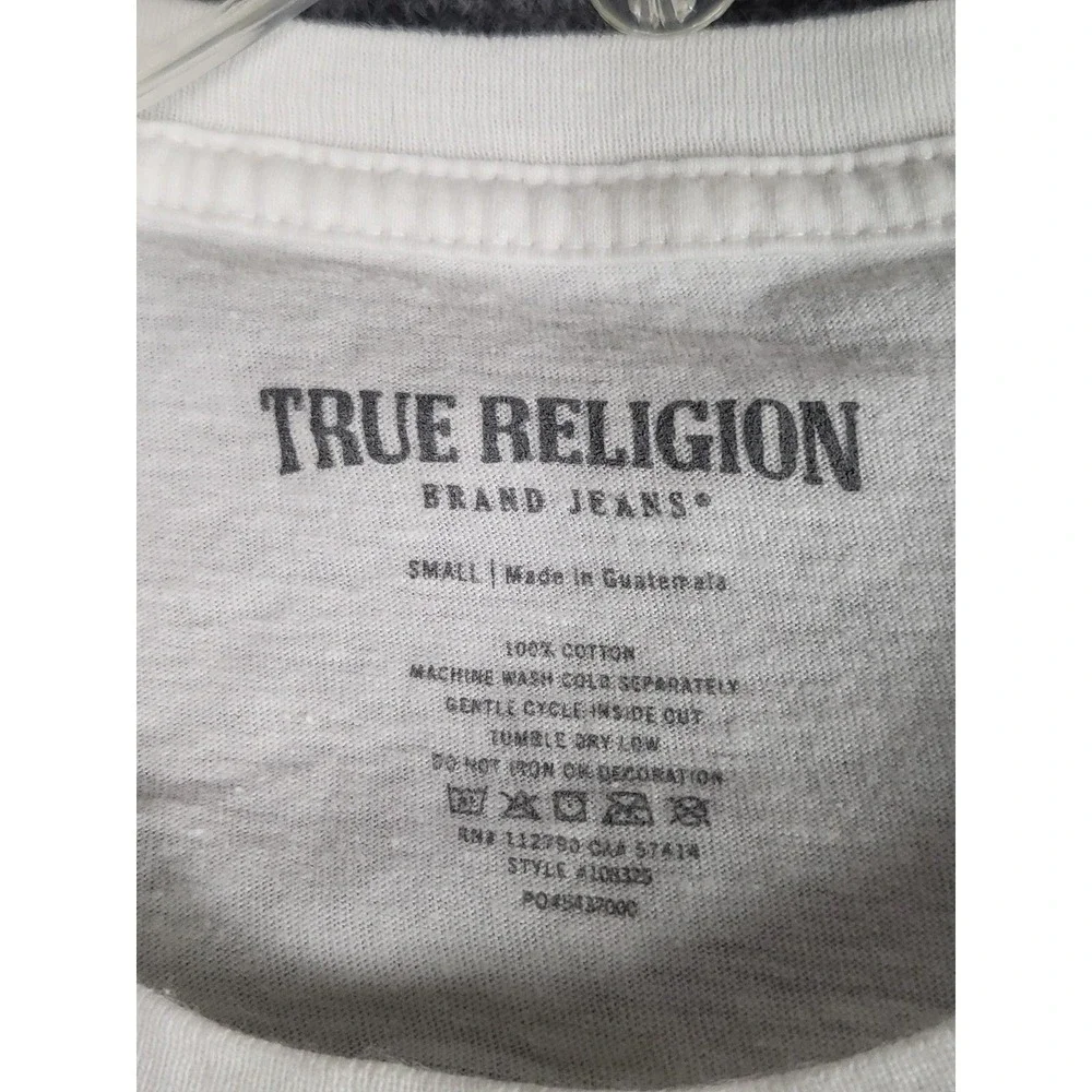 True Religion T-Shirt Men Small White Short Sleeve Horseshoe Logo Crewneck Shirt